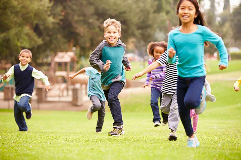 children running outside